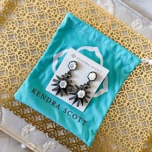 Kendra Scott Custom Allie Earrings in Gunmetal with Ivory Mother of Pearl